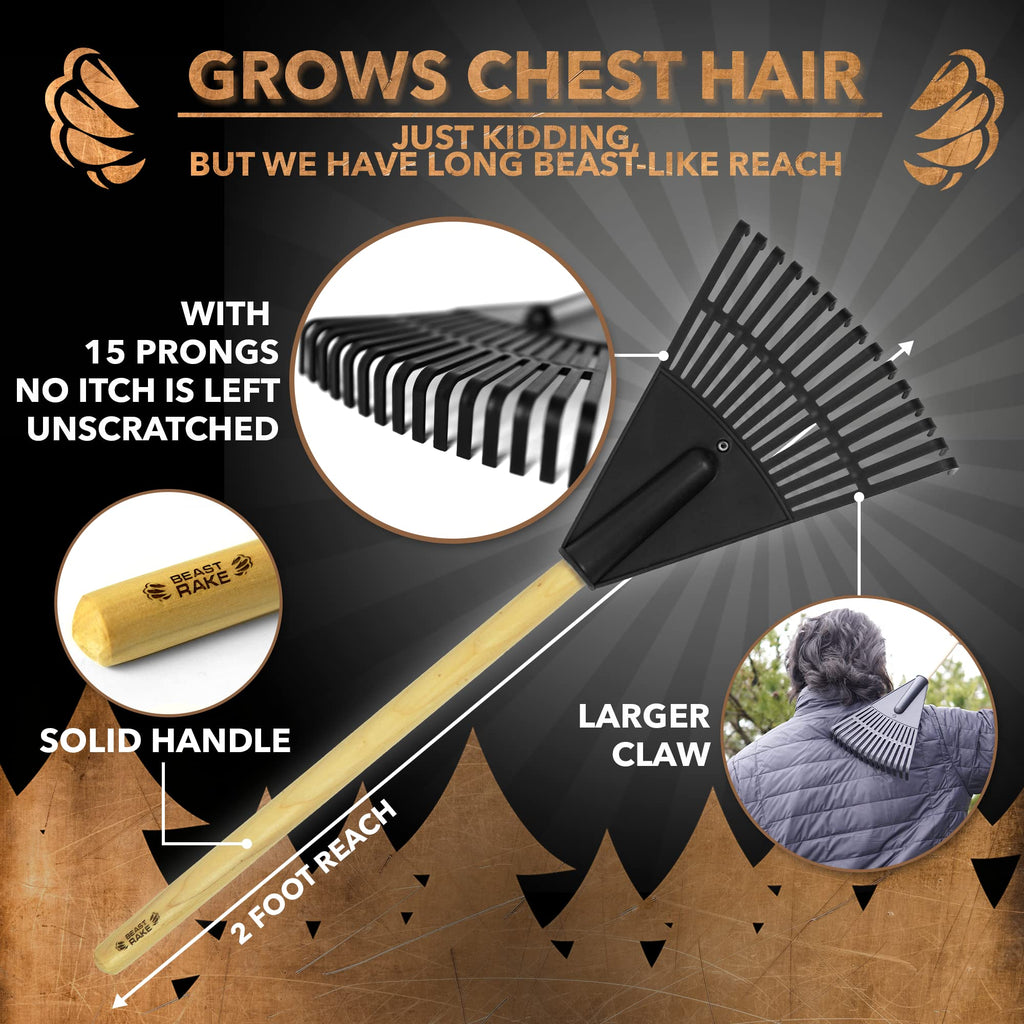 Beast Rake Back Scratcher | Lightweight, Oversized Rake Scratcher | 15 Prongs, Wider Scratching Claw | Anti-Slip Handle | Ergono