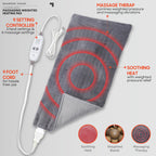 Calming Heat Massaging Weighted Heating Pad by Sharper Image- Weighted Electric Heating Pad with Massaging Vibrations, 6 Setting