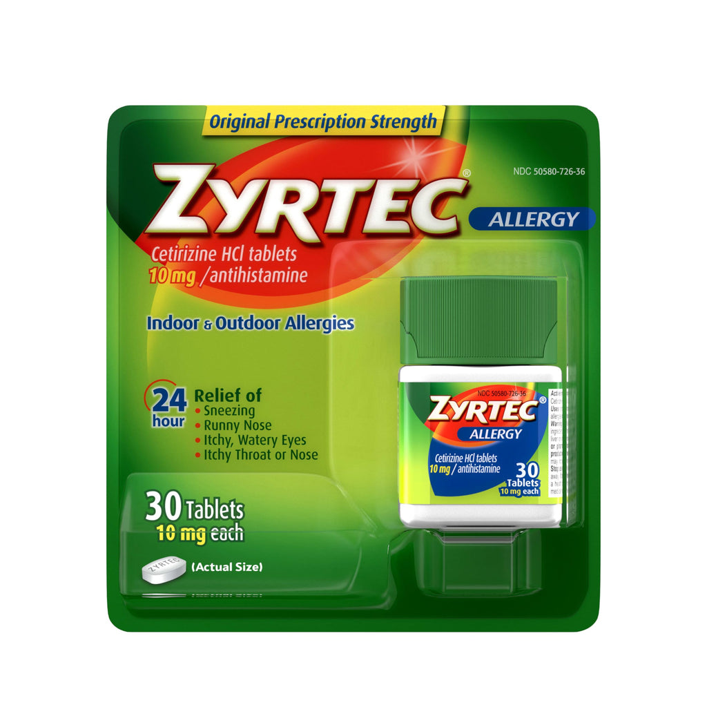 Zyrtec 24 Hour Allergy Relief Tablets, Indoor & Outdoor Allergy Medicine with 10 mg Cetirizine HCl per Antihistamine Tablet, Rel