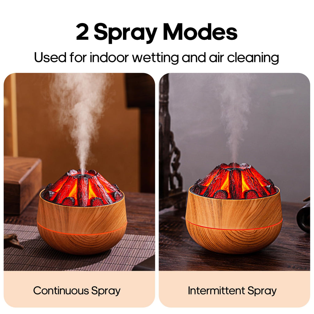 Flame Essential Diffuser Bonfire Humidifier 300ml Ultra-Quiet Auto-Off Aromatherapy Diffuser Campfire Flame Fire Diffuser for Ho