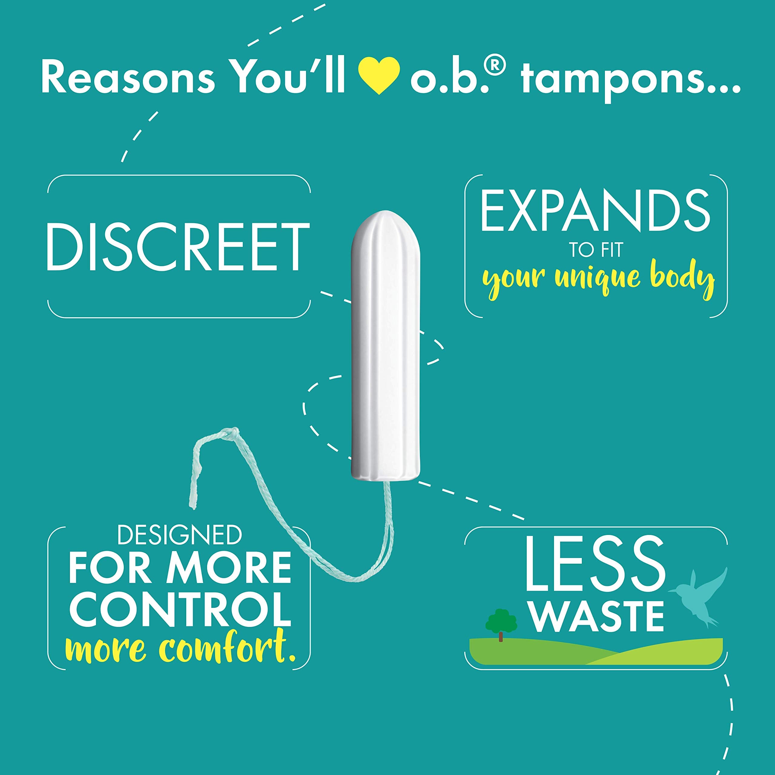 o.b. Pro Comfort Applicator Free Digital Tampons, Regular Absorbancy, 40 Count (Pack of 1)