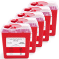 Alcedo Sharps Container for Home and Professional Use 2 Quart (5-Pack), Biohazard Needle and Syringe Disposal, Medical Grade