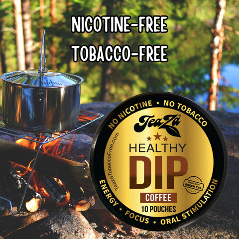 TeaZA Herbal Dip Coffee Pouches -Nicotine Free, Tobacco Free - Made with Green Tea Caffeine Energy Pouches (12 Pack)