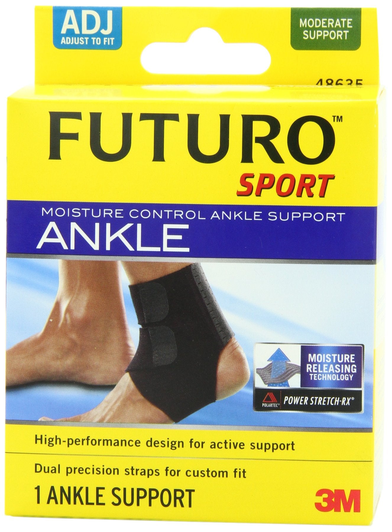 FUTURO Sport Moisture Control Ankle Support, Provides Support and Compression to Arthritic and Painful Ankle Joints, Adjustable