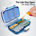 Travel Pill Organizer - Moisture Proof Portable Vitamin Holder with 7 Compartments, Compact Supplement Case for Purse Essential