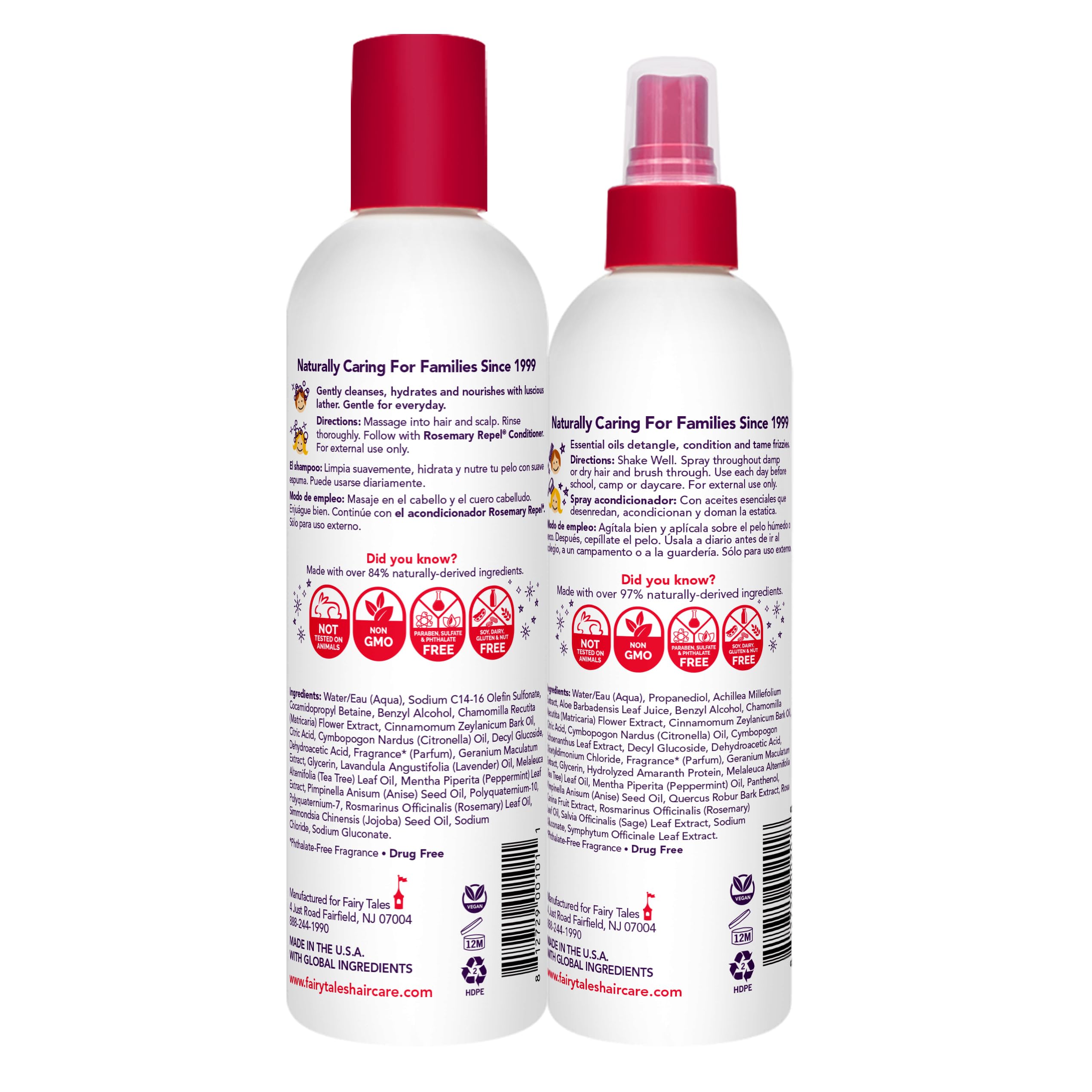 Fairy Tales Rosemary Repel Shampoo, 12 fl oz. & Conditioning Spray, 8 fl oz. Duo Kids Like the Smell, Lice Do Not