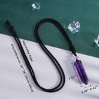 TIKCAUZ Hexagonal Purple Crystal Necklace Amethyst Point Pendant with Adjustable Rope Natural Purple Crystal Stone Handmade Jewe