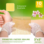 OPTITEKNIK Manuka Honey Gauze Dressing 2x2 Pack of 10, Manuka Honey Wound Care Bandage for Cuts, Scalds and Burns, Wound Dressin