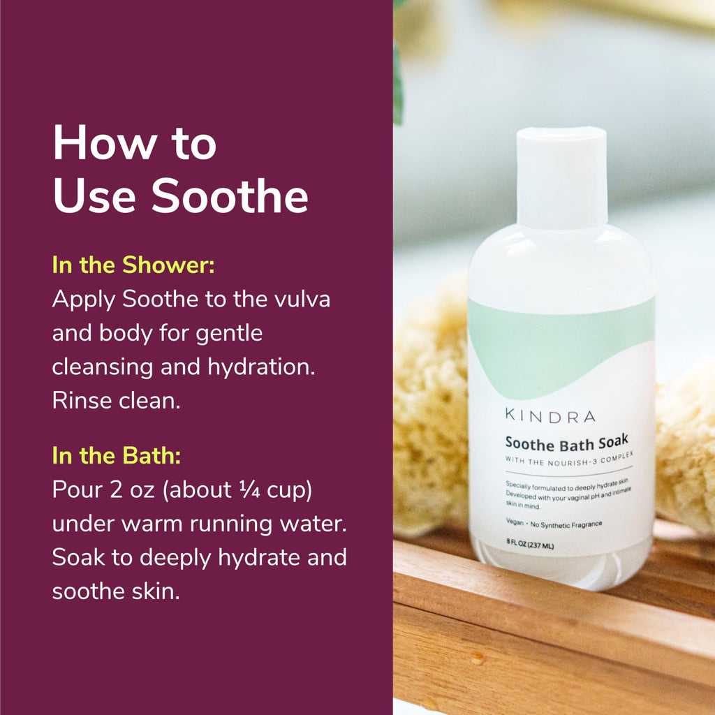 Kindra Soothe Soak - Hydrating Vulva Feminine Wash - pH Balance Intimate Cleanser for Itchy Dry Sensitive Skin - Fragrance-Free,