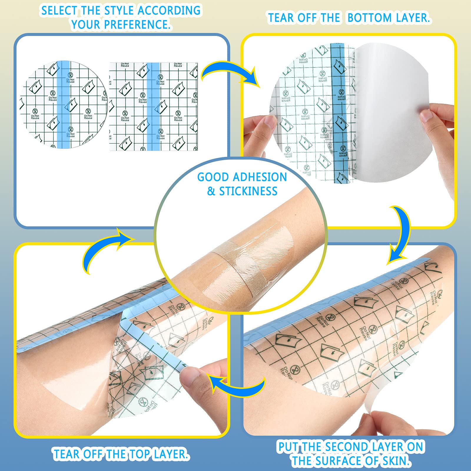 50 Pieces Waterproof Adhesive Bandages Transparent Stretch Bandages Protective Clear Films Dressing Tattoo Cover Dressing Tapes