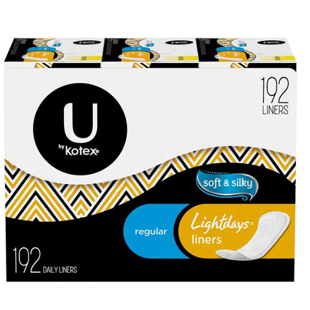 Kotex Lightdays Liners Regular, Soft and Silky, 192 Count