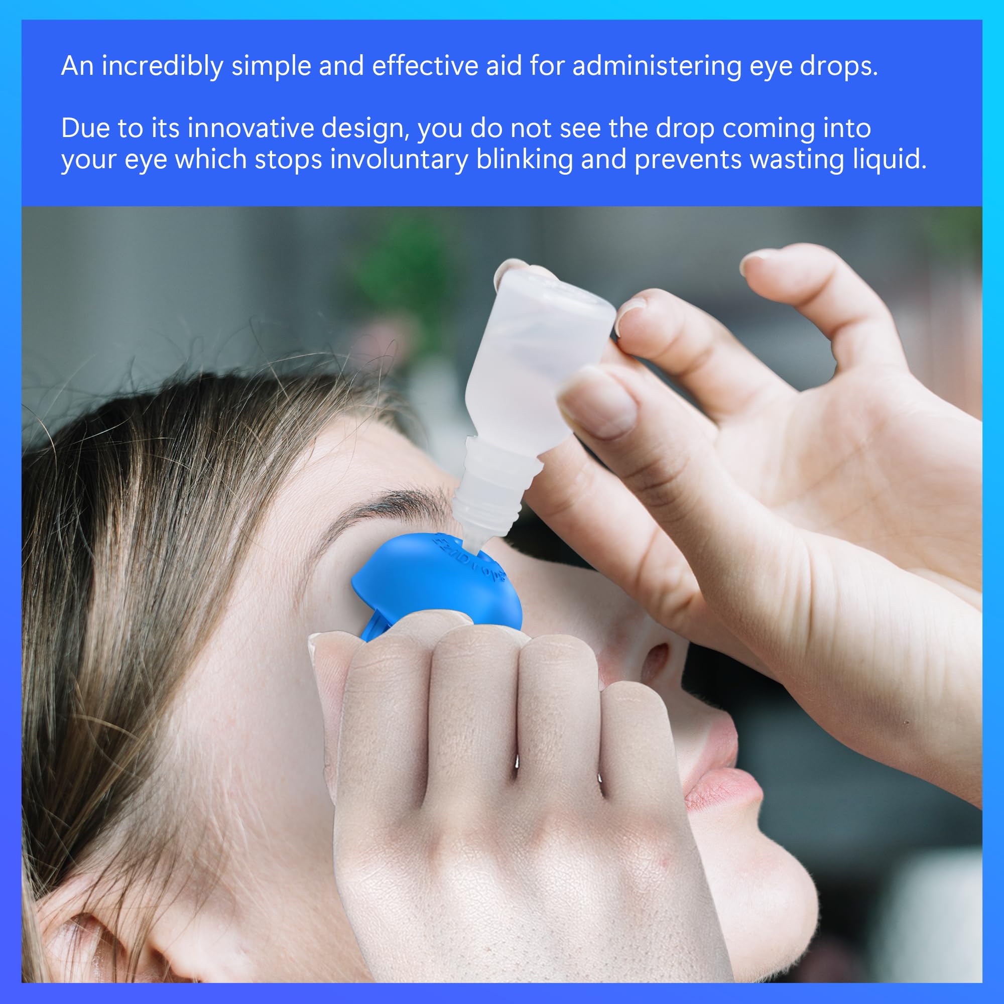 EziDrops Eye Drop Dispenser - Suitable for Nozzle Head Bottles Only - no More Involuntary Blinking and Fluids Wastage - Reusable