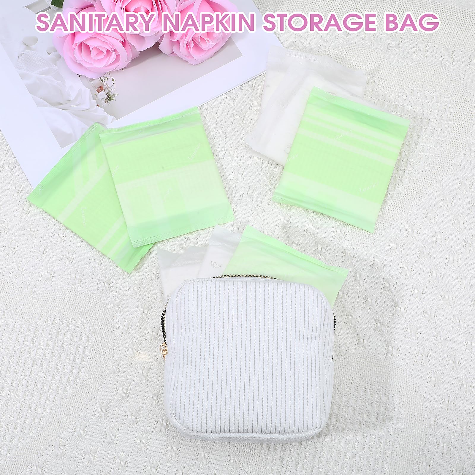 Xinjoduz 1 PCS Menstrual Bags for Teen Girls, Mini Corduroy Travel Period Bag for Sanitary Napkin Storage Portable Makeup Pouch