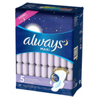 Always Maxi, Size 5, Extra Heavy Overnight Pads with Flexi-Wings, Unscented, 27 Count. 2 Pack. (Includes (2) 27-Count Packages S