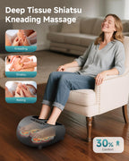 Foot Massager with Heat Compression Kneading Rolling Shiatsu Feet Massager for Plantar Fasciitis Neuropathy, Large Size 14 Remot