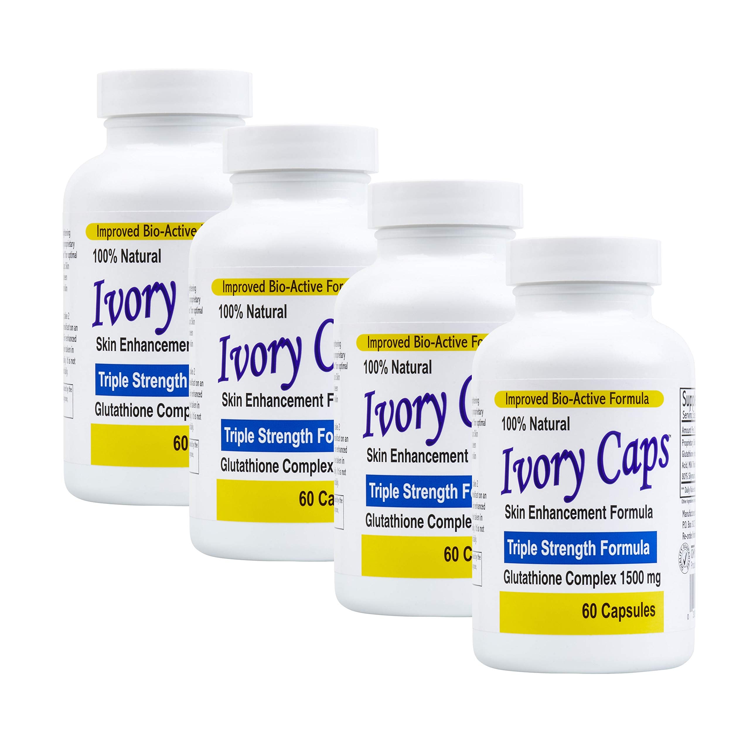 Ivory Caps (4 Pack) Best Value**- Maximum Potency Glutathione 1500 Skin Whitening Complex **Sale REG. $169.99 - Now $99.99- Free