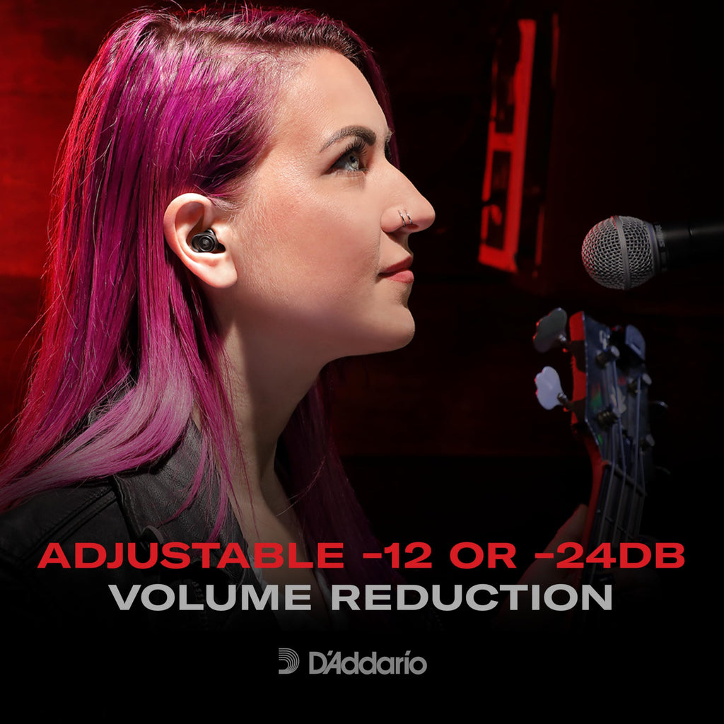 DAddario dBud High Fidelity Earplugs with Two Volume Settings -12 dB and -24 dB - No Batteries or Charging - Concert Ear Plugs