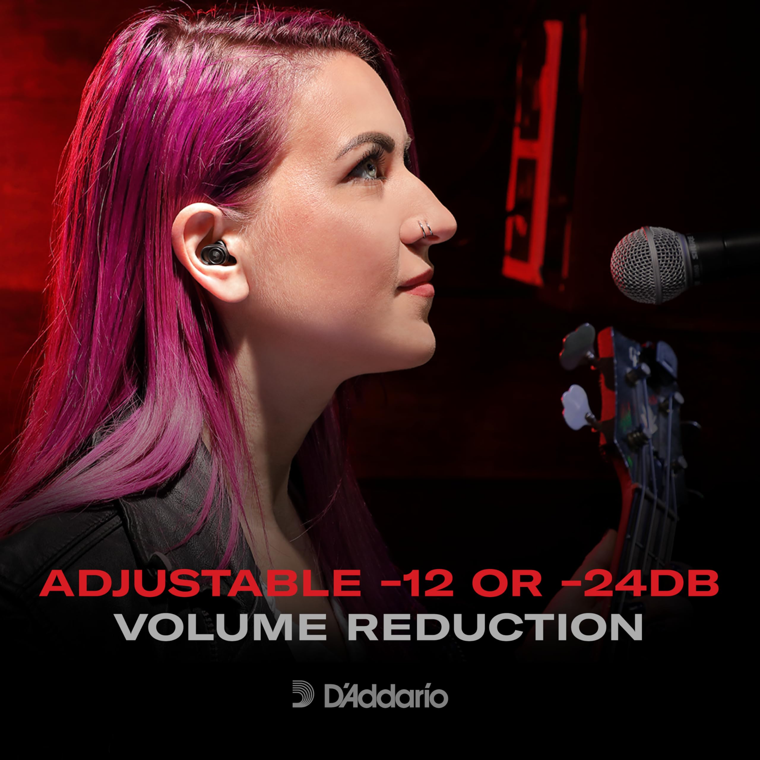 DAddario dBud High Fidelity Earplugs with Two Volume Settings -12 dB and -24 dB - No Batteries or Charging - Concert Ear Plugs