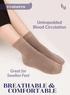 Hugh Ugoli Women Diabetic Ankle Socks, Super Soft & Thin Bamboo Socks, Wide & Loose, Non-Binding Top & Seamless Toe, 4 Pairs, Mi