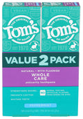 Toms of Maine Whole Care Natural Toothpaste with Fluoride, Peppermint, 4 oz. 2-Pack (Packaging May Vary)
