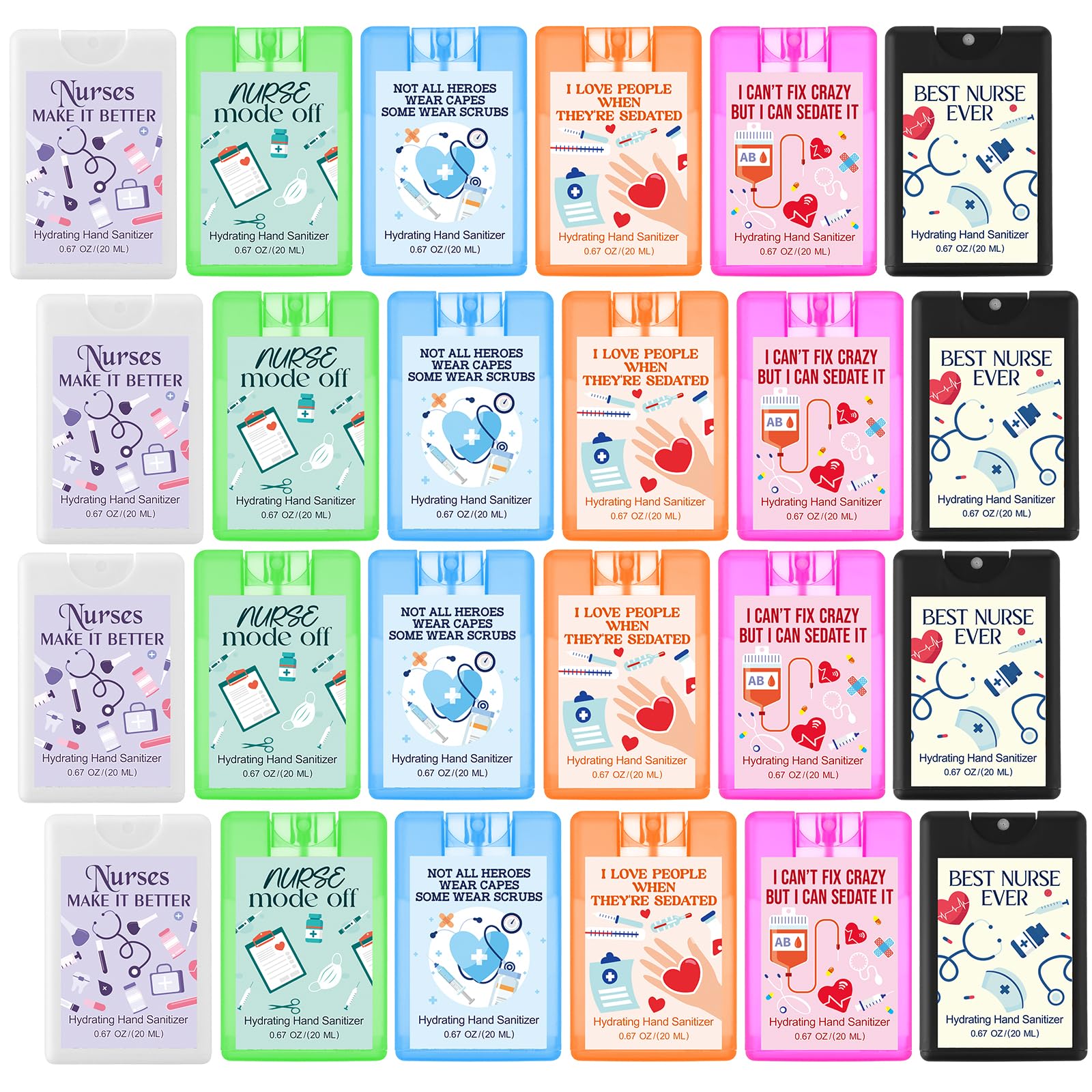 Dansib 24 Pack Nurse Appreciation Gifts Thank You Hydrating Hand Sanitizer Spray Travel Size Mini Hand Sanitizer Pocket Spray Bu