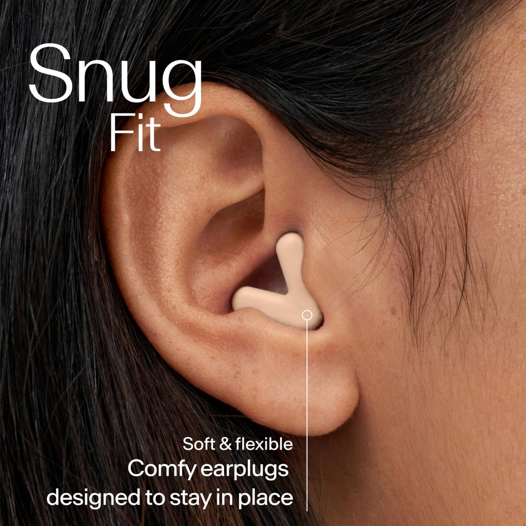 Alpine Silence Earplugs for Sleep, Focus & Travel - V-Shape Snug Fit & Soft Oval Tips - 4 Sizes XS/S/M/L - Comfortable, Reusable