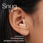 Alpine Silence Earplugs for Sleep, Focus & Travel - V-Shape Snug Fit & Soft Oval Tips - 4 Sizes XS/S/M/L - Comfortable, Reusable