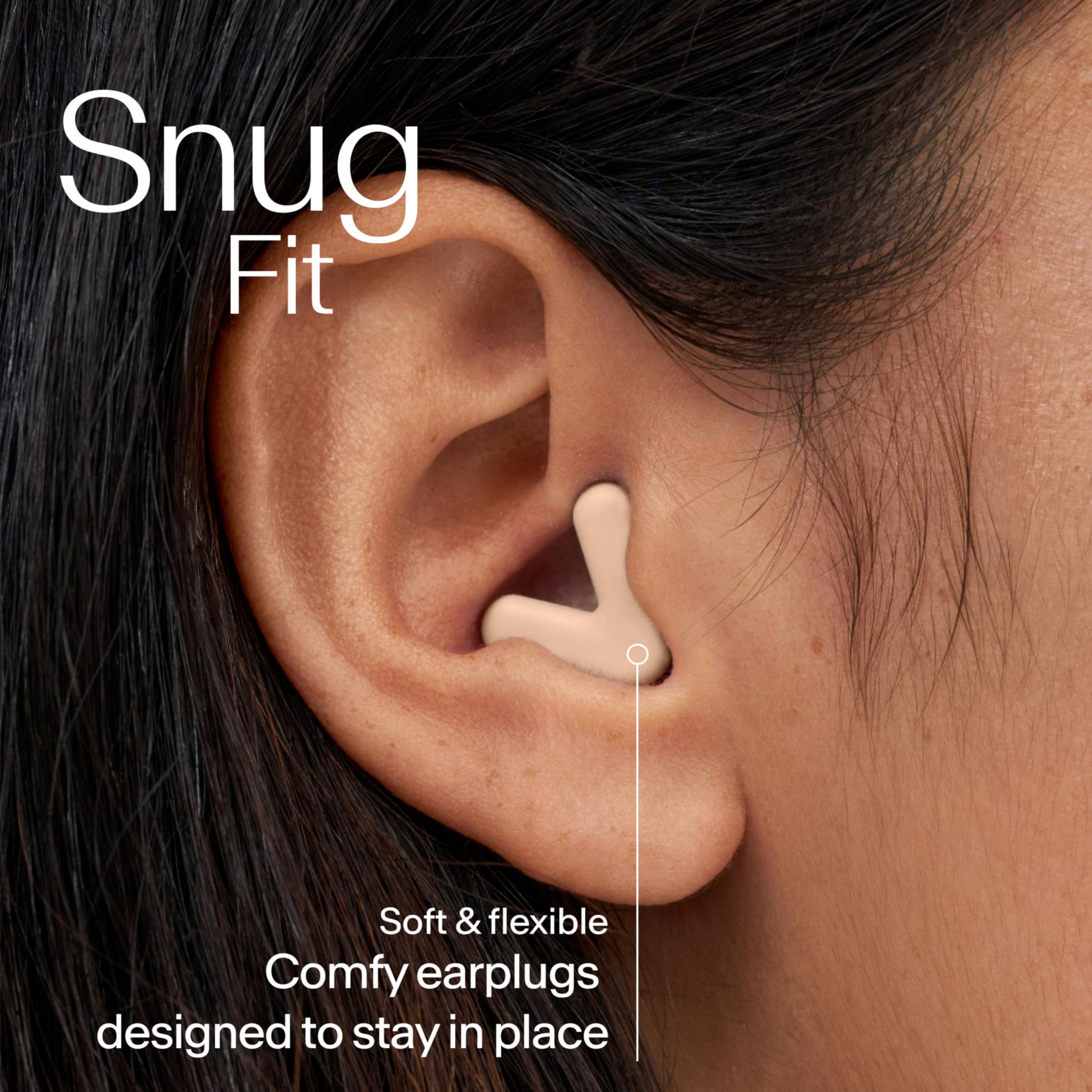 Alpine Silence Earplugs for Sleep, Focus & Travel - V-Shape Snug Fit & Soft Oval Tips - 4 Sizes XS/S/M/L - Comfortable, Reusable