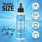 CleanKicks Odor Eliminator Spray, Deodorizes & Removes Bad Smells, Boots, Cleats, Sneakers, Easy to Store, 4oz Bottle
