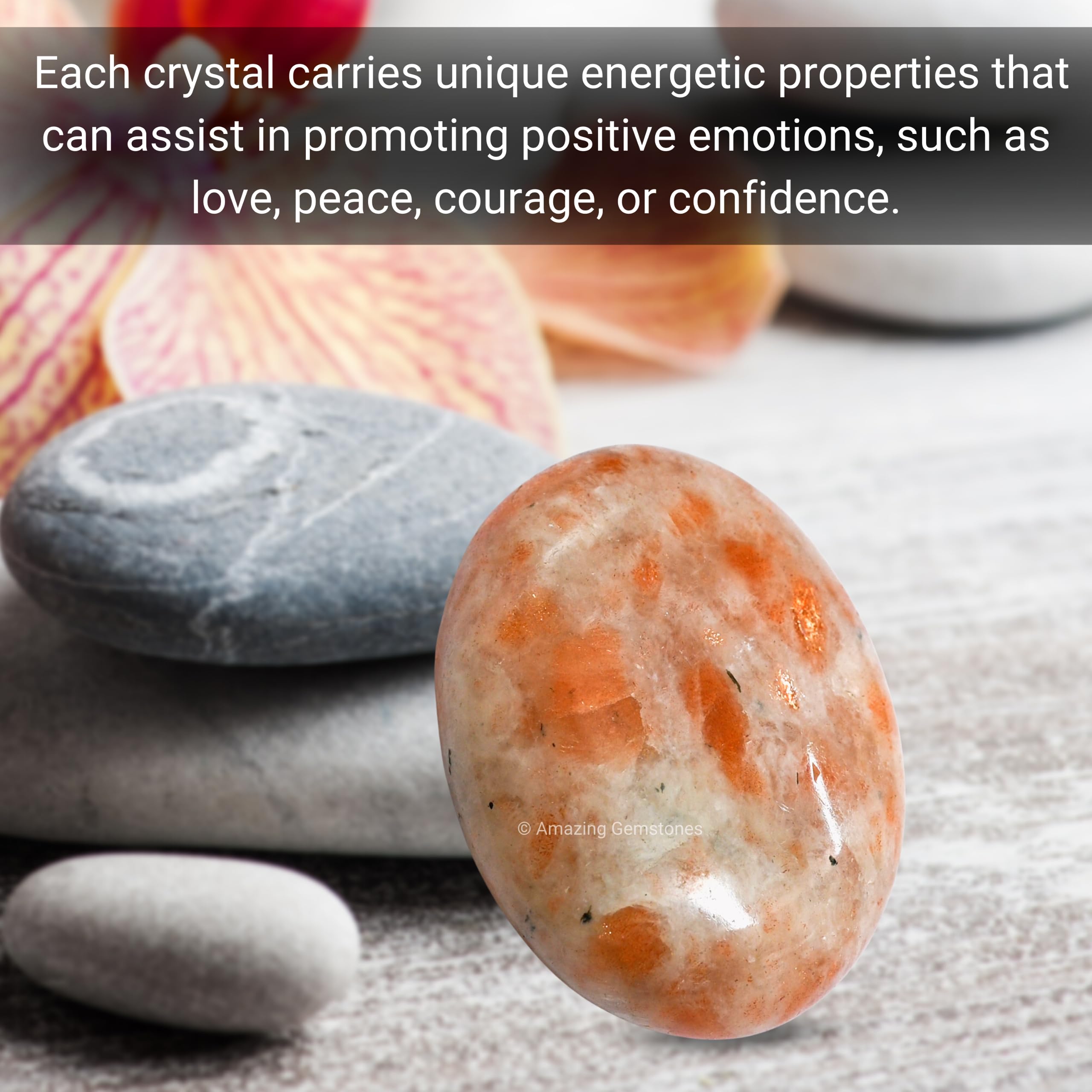 Sunstone Crystals and Healing Stones - Large Palm Stone Crystals Piedra - Crystal for Good Luck, Balanced Positive Energy, Medit