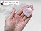 Rose Quartz Crystal Heart Palm Stone - Pocket Massage Worry Stone for Natural Body Chakra Balancing, Reiki Healing and Crystal G