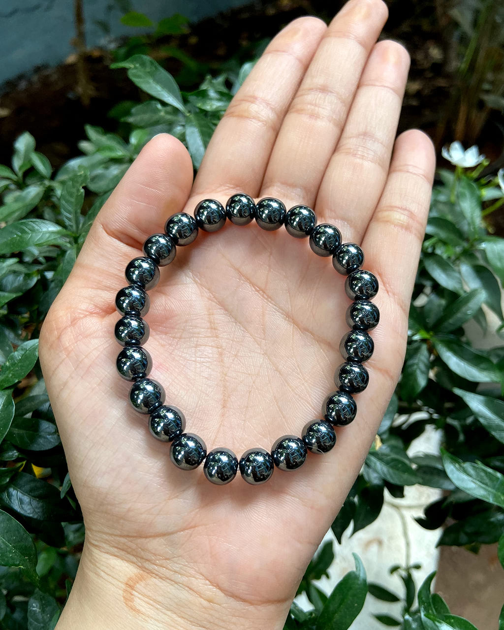 GOLDEN QUARTZ - THE CRYSTAL HUB - Genuine Hematite Bracelet for Grounding and Protection - Natural Gemstone Jewelry 8mm Silver F