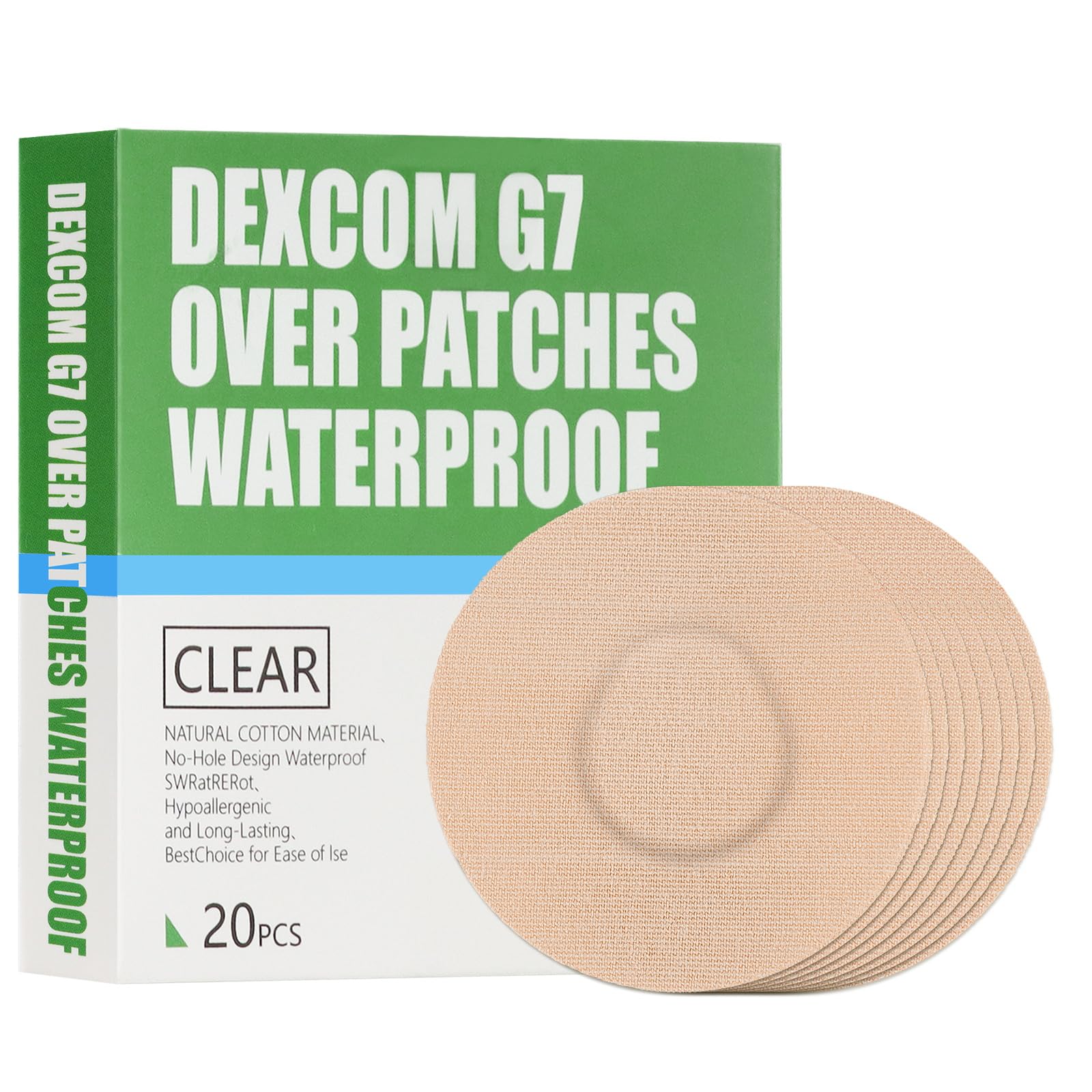 Over Patches Waterproof for Dexcom g7,CGM Sensor Patches,Non-Glue Central, Full Coverage,