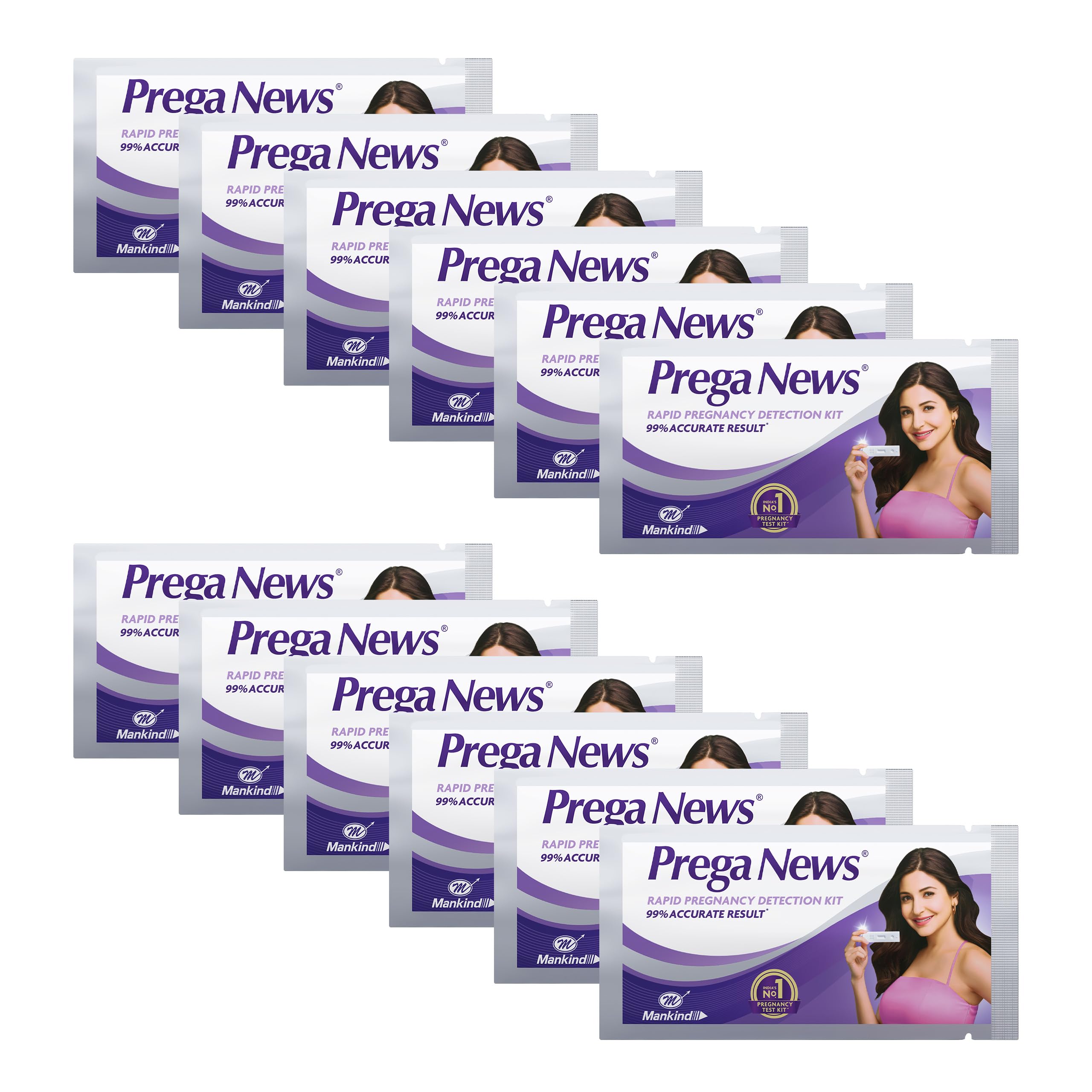Prega News Test Kit | One Step Urine Hcg Pregnancy Test Kit Device | 99% Accurate Results In 5 Mins | Pack Of 10 Kits | Indias N