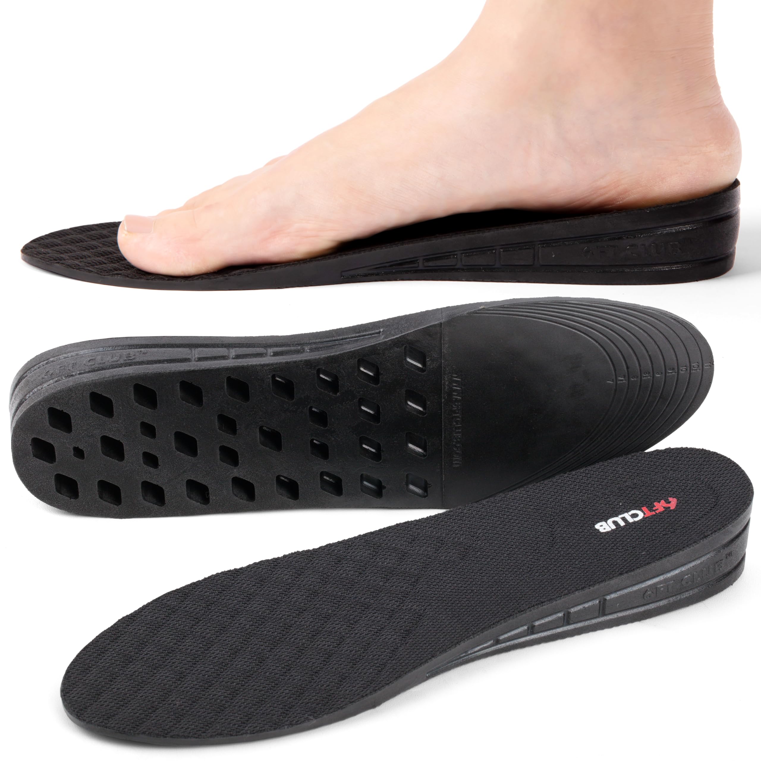 6FT Boost Advanced Height Increase Insole 1 Level Elevation Mens Shoe Lifts 1.25 Inch for Hi-Tops Men and Women Black