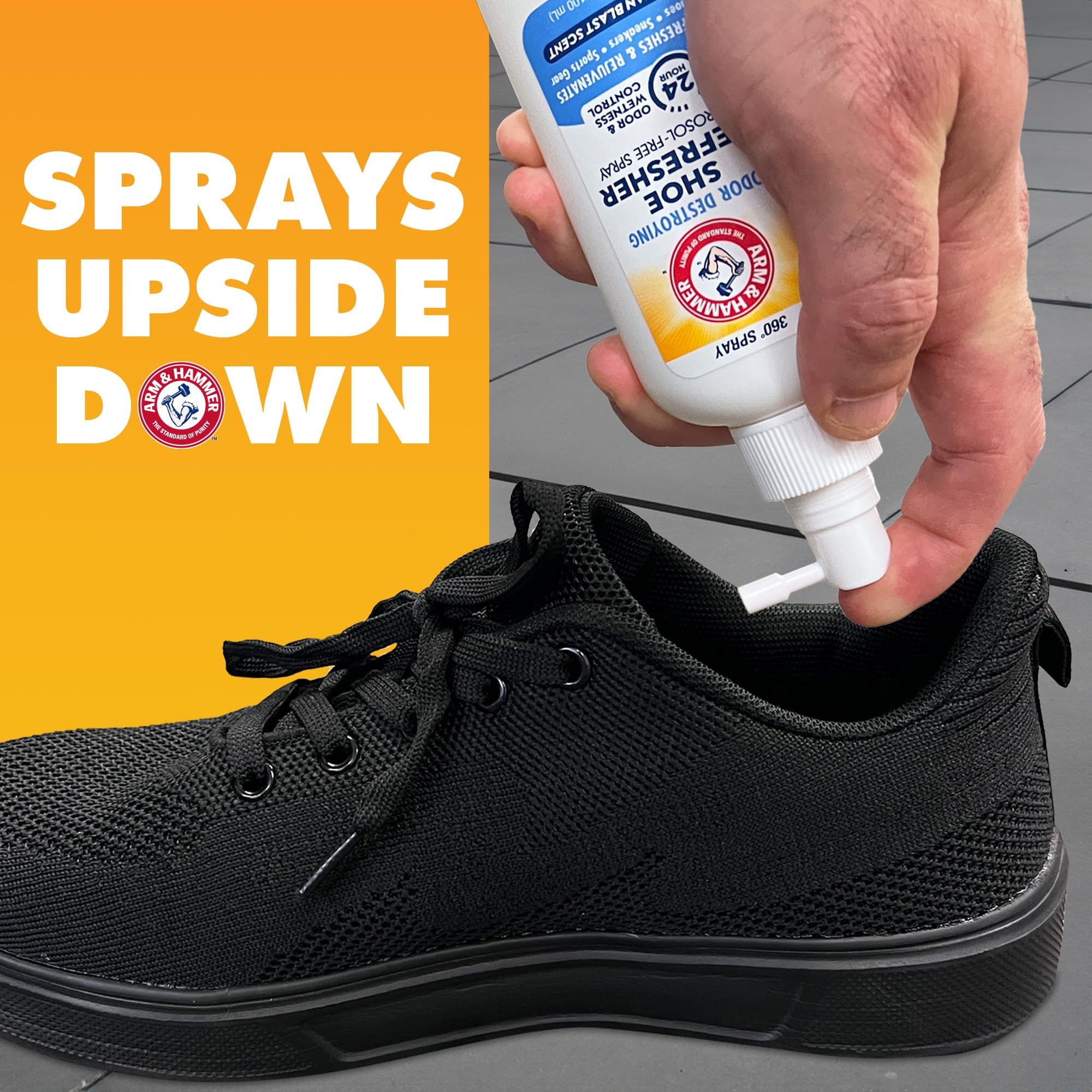 Arm & Hammer Shoe Refresher Spray, Odor Eliminator for Sneakers, 24 Odor & Wetness Control, Aerosol-Free Shoe Deodorizer Spray,