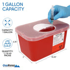 Oakridge Products Large Sharps Container for Home Use and Professional 1 Gallon (1-Pack), Biohazard Needle and Syringe Disposal,