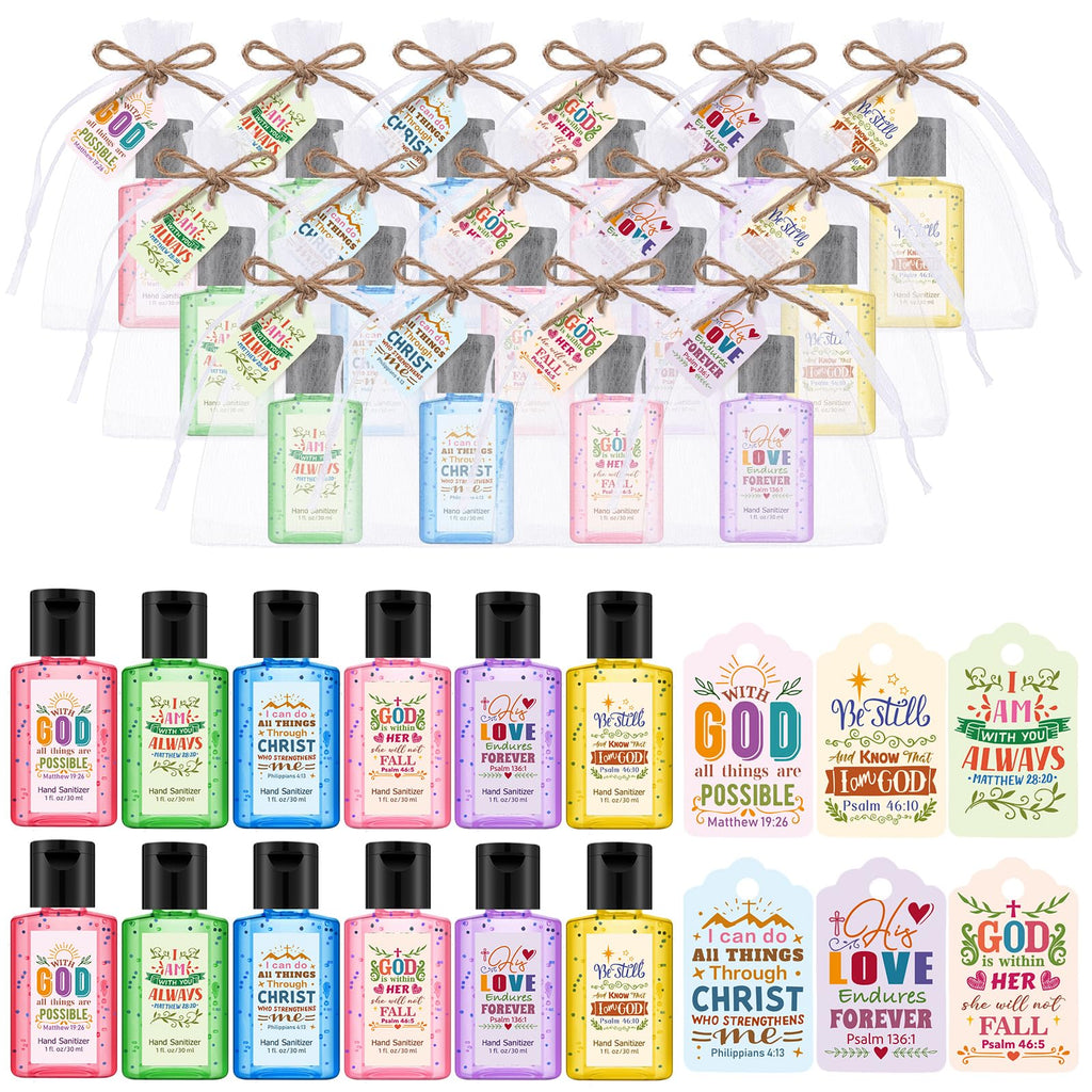 Frienda 24 Sets Bible Verse Hand Sanitizer Bulk Gift Set Christian Mini Travel Size Hand Sanitizers Small Religious Church Favor