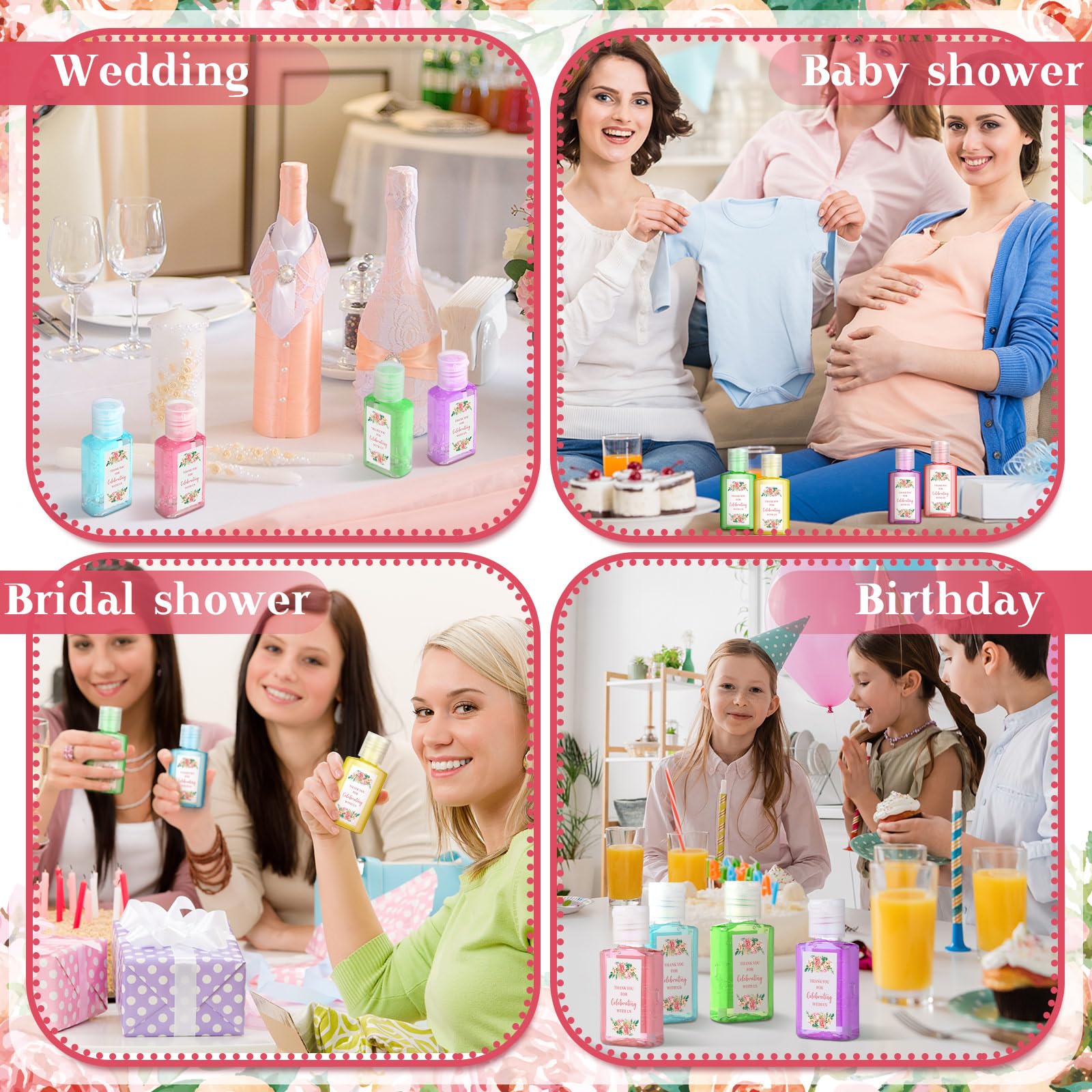 Gejoy 48 Pack Mini Hand Sanitizer Bulk Wedding Party Favors for Guests Hand Sanitizer Travel Size Thank You Hand Soap Gifts for