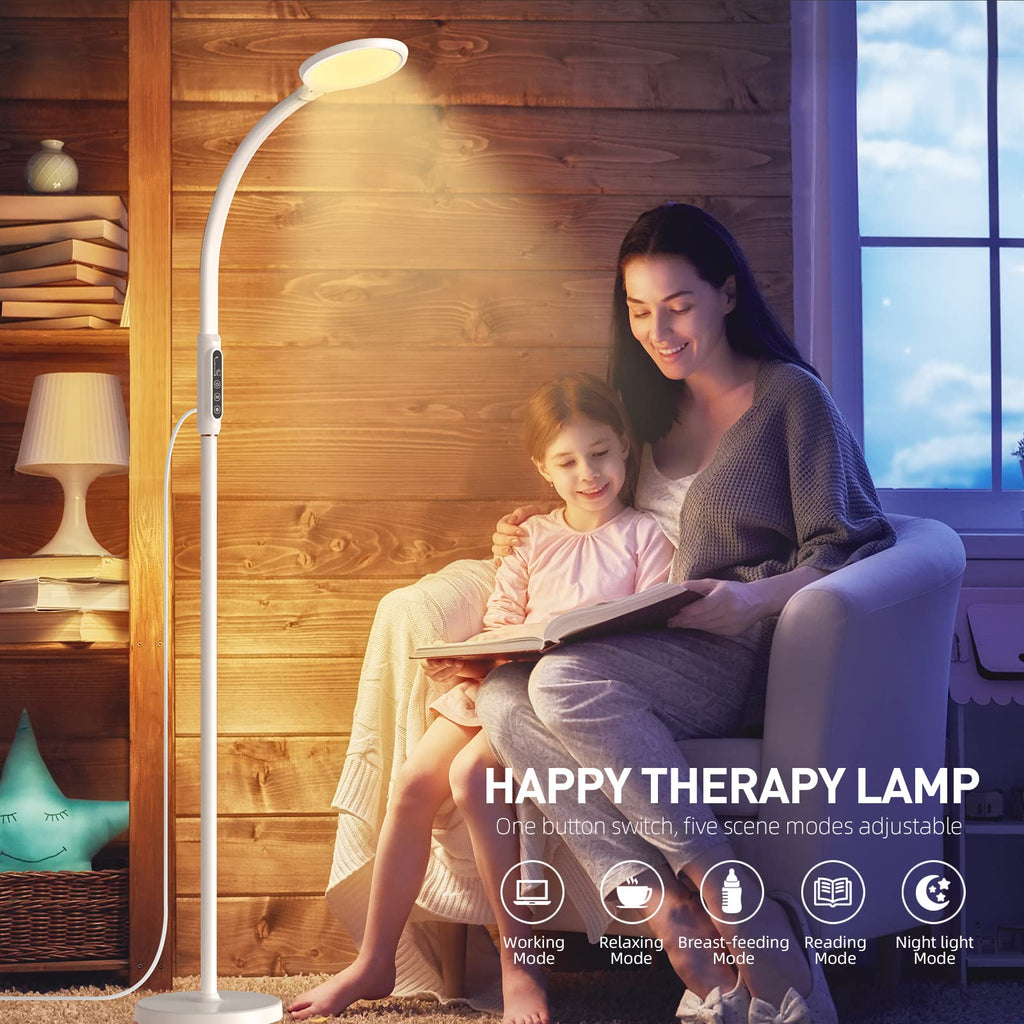 FBBJFF Light Therapy Lamp 11000 Lux, LED UV-Free Sunlight Lamp,Full Spectrum Happy Therapy Lamp with 10 Adjustable Brightness Le