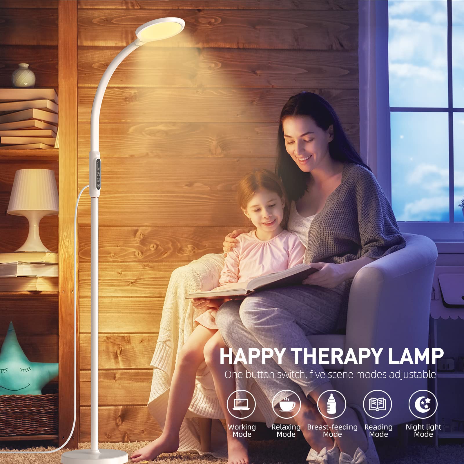 FBBJFF Light Therapy Lamp 11000 Lux, LED UV-Free Sunlight Lamp,Full Spectrum Happy Therapy Lamp with 10 Adjustable Brightness Le