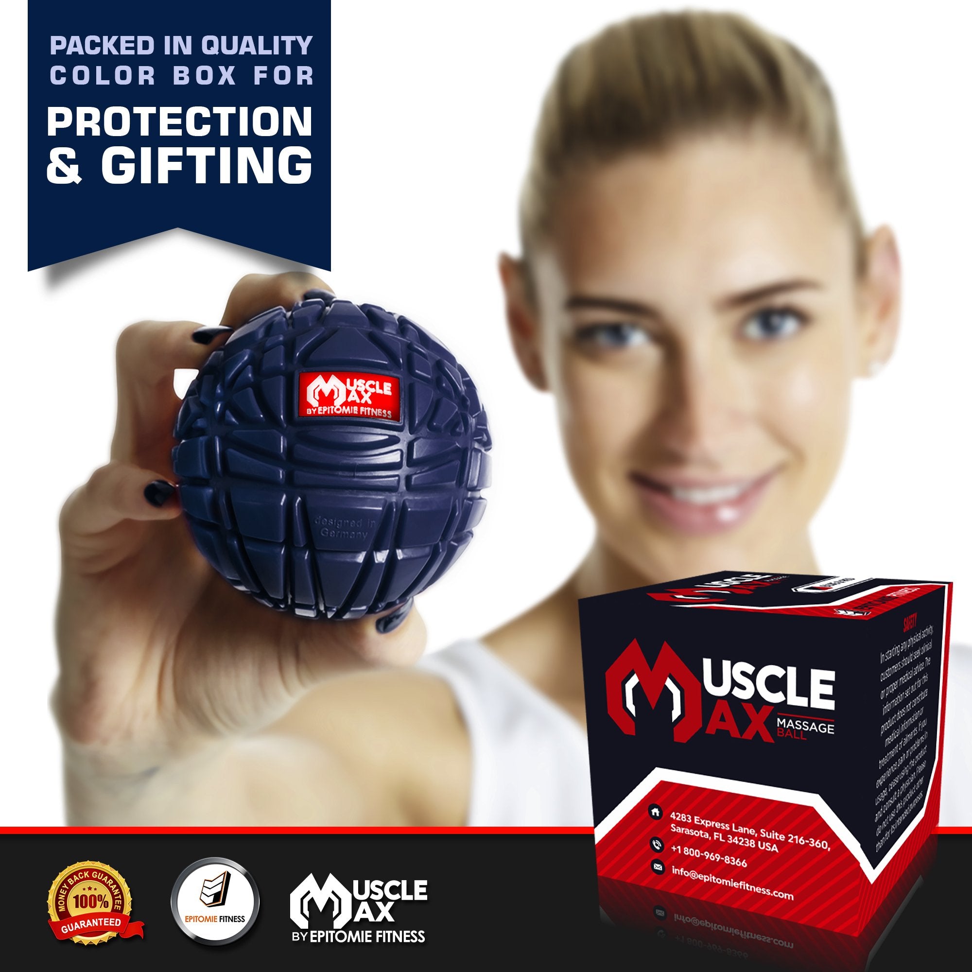 Epitomie Fitness Muscle Max Massage Ball - Therapy Ball for Trigger Point Massage - Deep Tissue Massager for Myofascial Release
