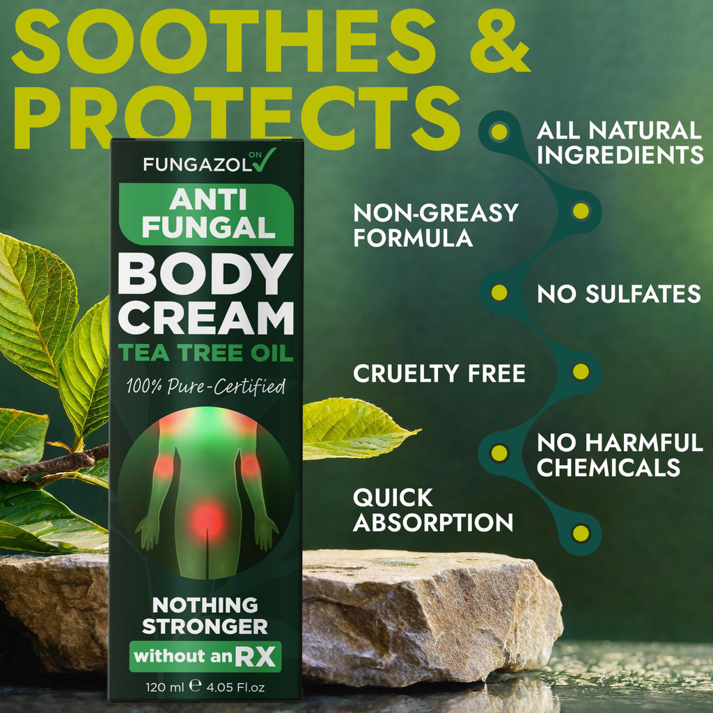 Antifungal Cream | Body Cream for Jock Itch, Ringworm & Athletes Foot | Strength Formula with Tea Tree Oil | Helps With Itching,
