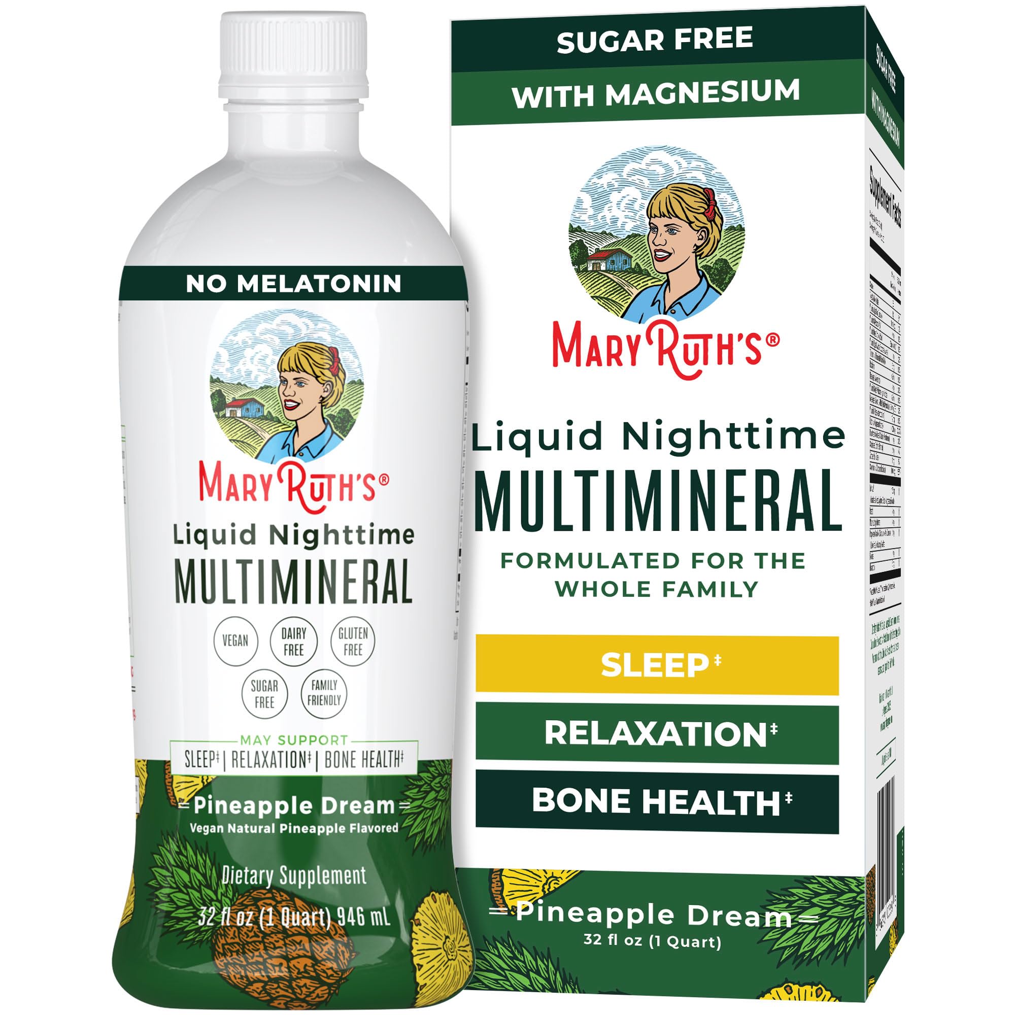 MaryRuth's Liquid Nighttime Multimineral Sleep Supplement | Sugar Free | Calm Magnesium Citrate | NO Melatonin | Calcium Magnesi