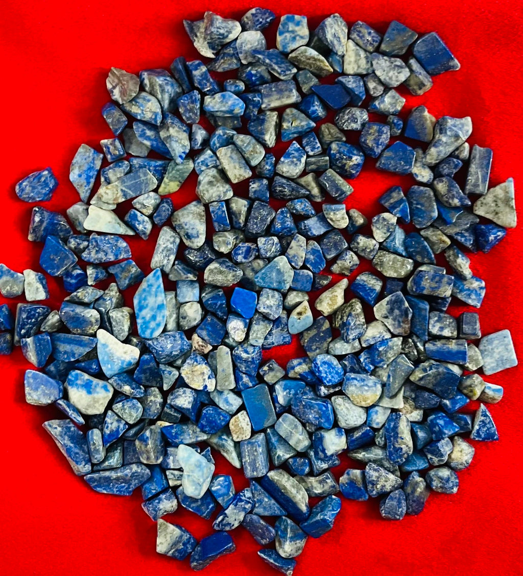 Indian Consigners Natural Crushed Polished Tumbled Gem Stone Chips, Decoration & Healing Crystals (Lapis Lazuli)