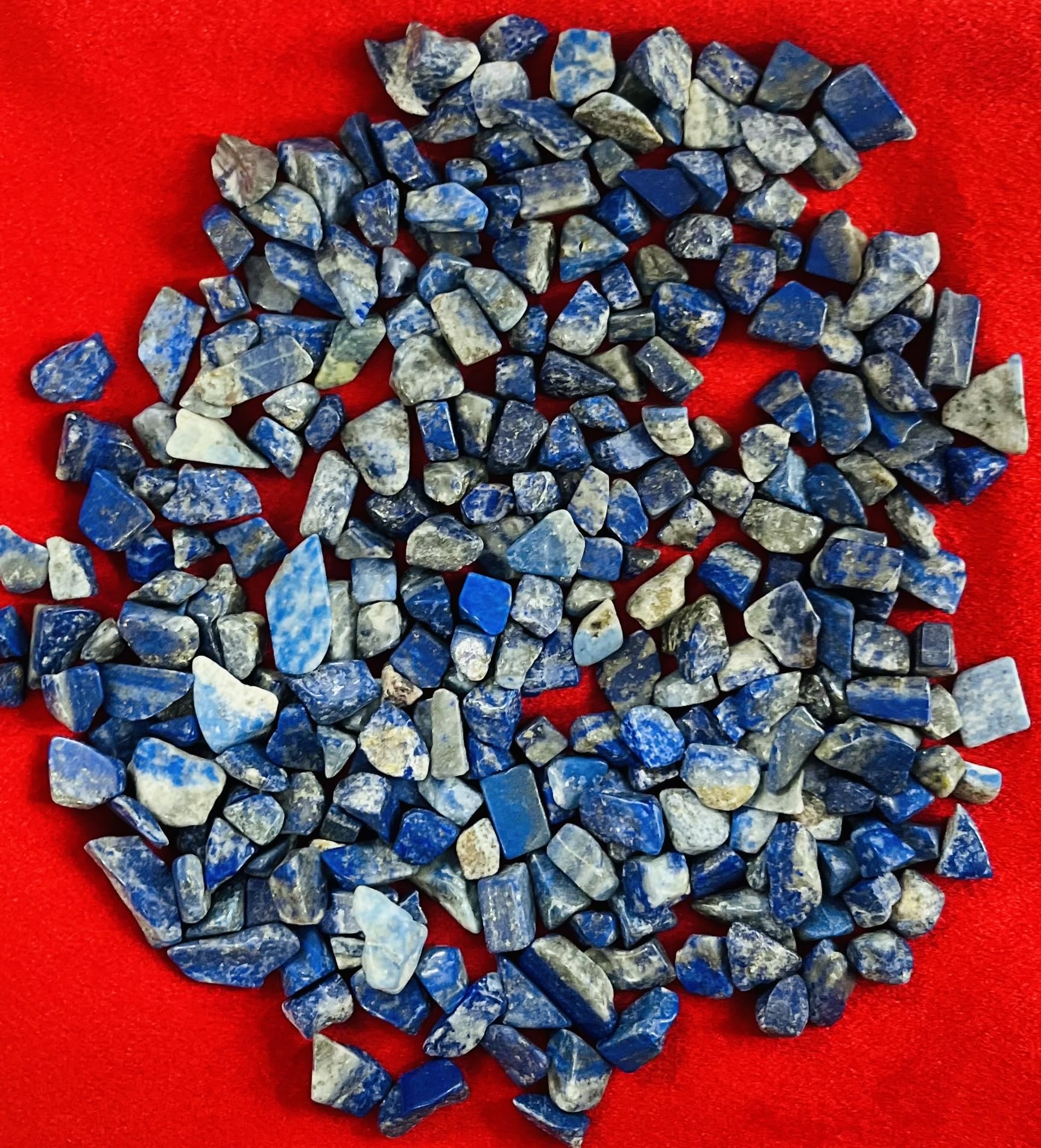 Indian Consigners Natural Crushed Polished Tumbled Gem Stone Chips, Decoration & Healing Crystals (Lapis Lazuli)