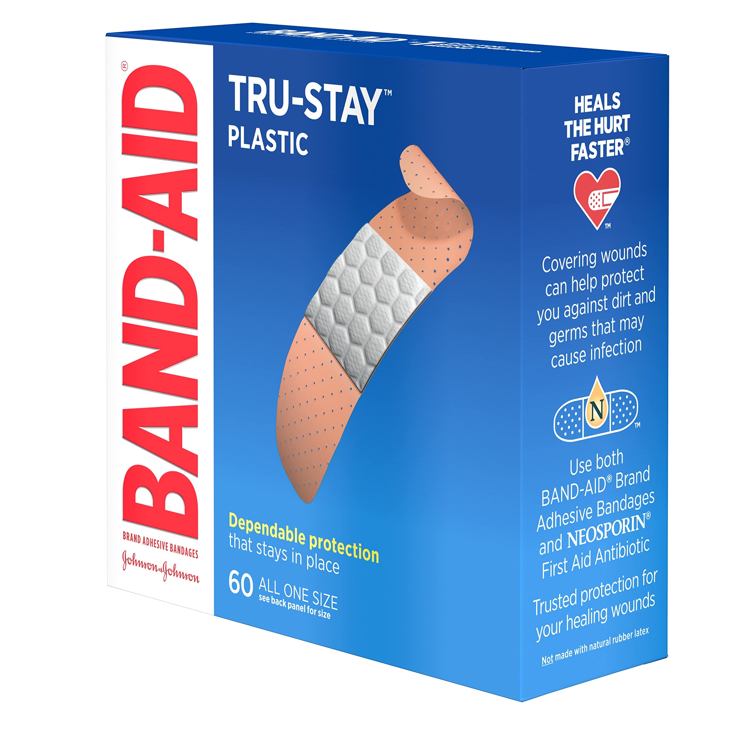 Band-Aid Brand Tru-Stay Plastic Strips Adhesive Bandages for First Aid & Wound Protection, Sterile Individually Wrapped Wound Ca