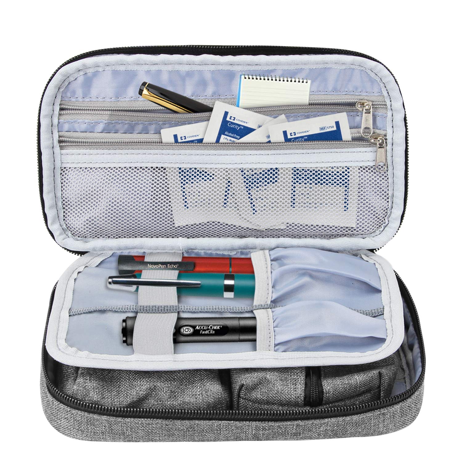 LUXJA Diabetic Supplies Travel Case, Storage Bag for Glucose Meter and Other Diabetic Supplies (Bag Only), Gray