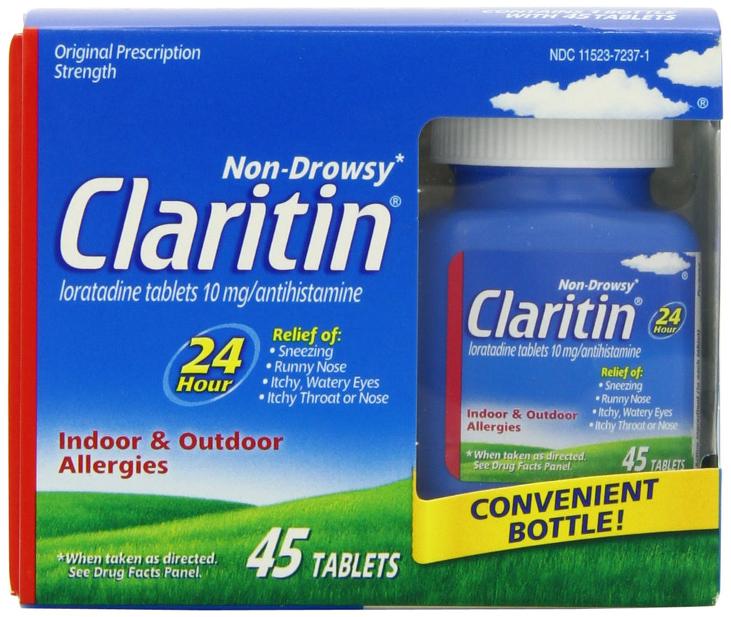 Claritin 24 Hour Allergy Medicine, Non-Drowsy Prescription Strength Allergy Relief, Loratadine Antihistamine Tablets, 45 Count