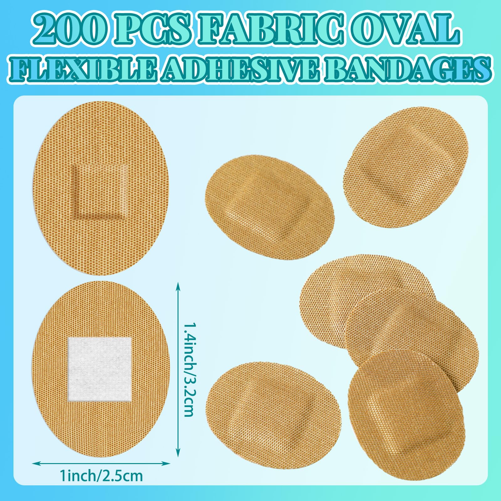Funtery 200 Pcs 1 x 1 1/4 Adhesive Spot Bandage Round Fabric Adhesive Circular Small Face Bandages with Non Stick Pad Latex